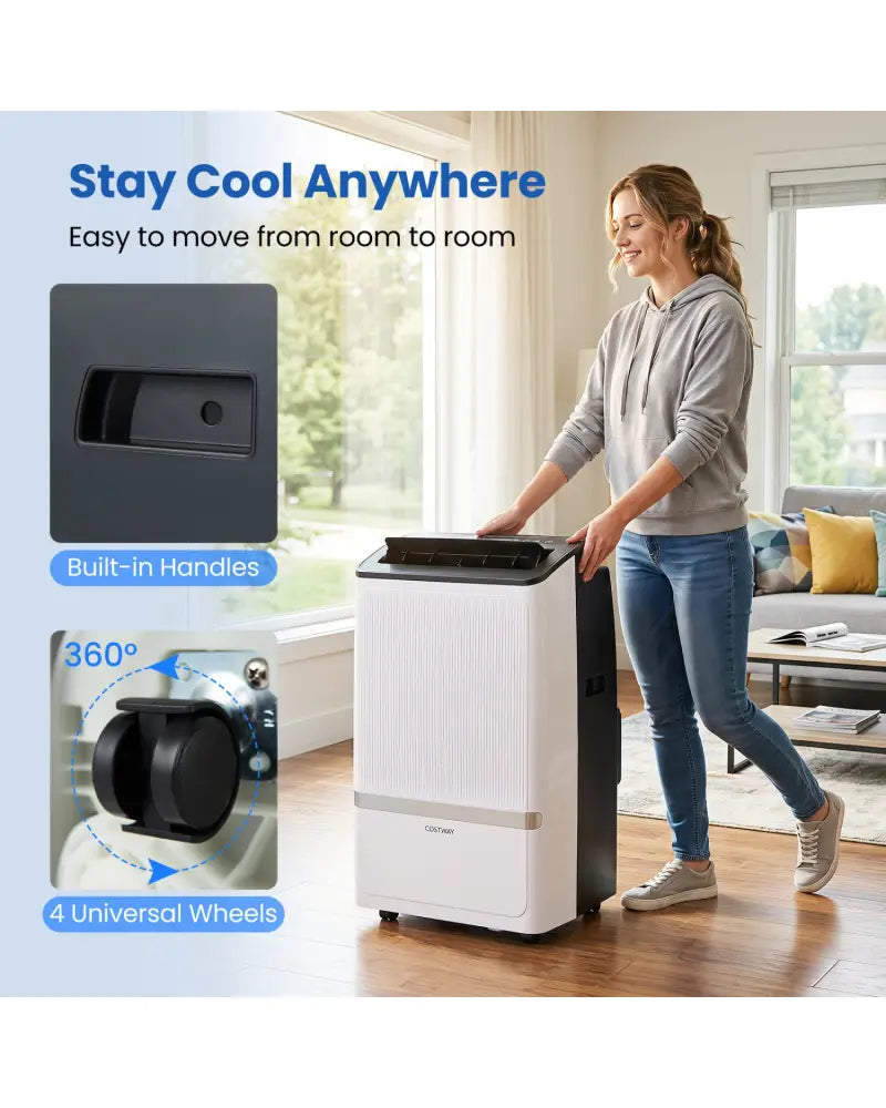 14000 BTU WiFi Enabled Portable Air Conditioner with Dehumidifier and 24H Timer-Black - Black - Portable Air