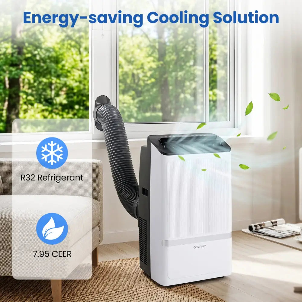 14000 BTU WiFi Enabled Portable Air Conditioner with Dehumidifier and 24H Timer-Black - Black - Portable Air