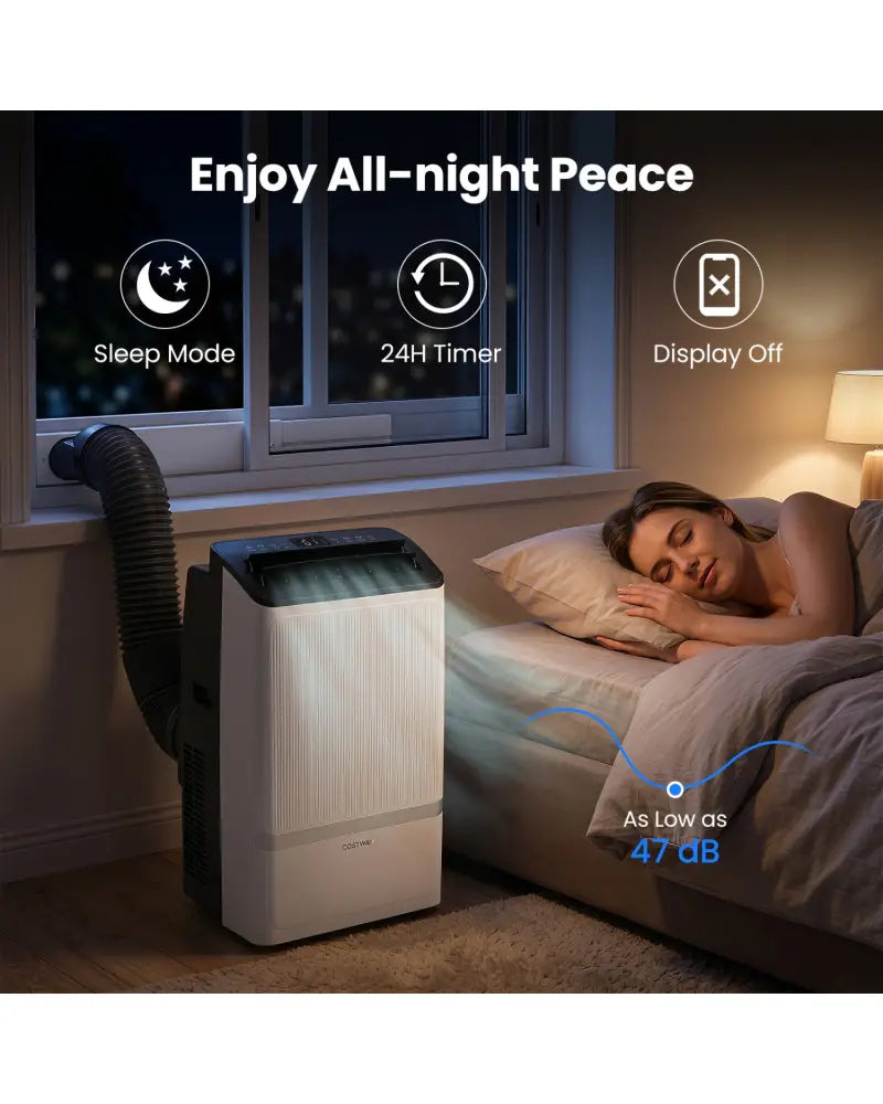14000 BTU WiFi Enabled Portable Air Conditioner with Dehumidifier and 24H Timer-Black - Black - Portable Air