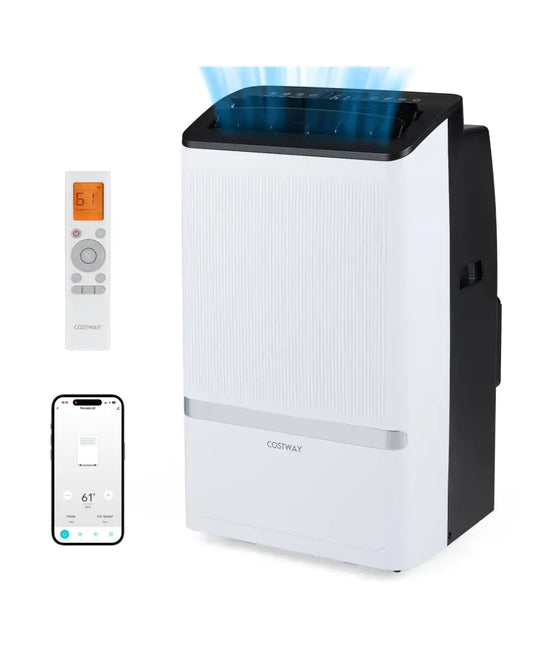 14000 BTU WiFi Enabled Portable Air Conditioner with Dehumidifier and 24H Timer-Black - Black - Portable Air