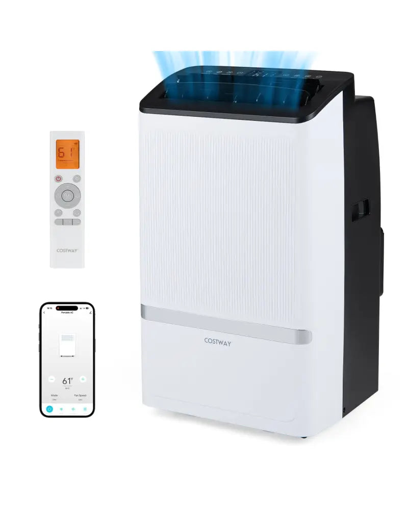 14000 BTU WiFi Enabled Portable Air Conditioner with Dehumidifier and 24H Timer-Black - Black - Portable Air