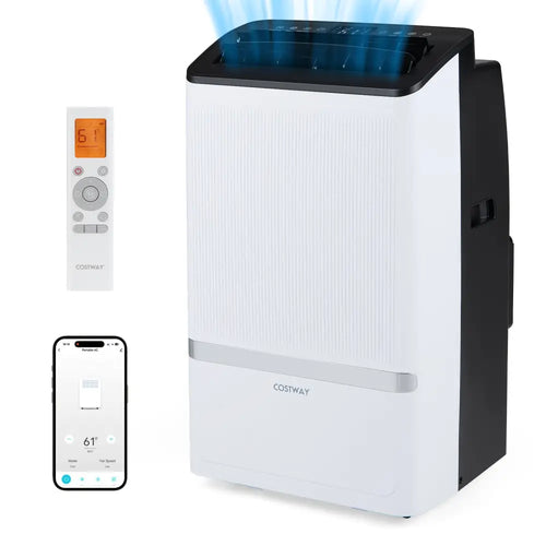 14000 BTU WiFi Enabled Portable Air Conditioner with Dehumidifier and 24H Timer-Black - Black - Portable Air