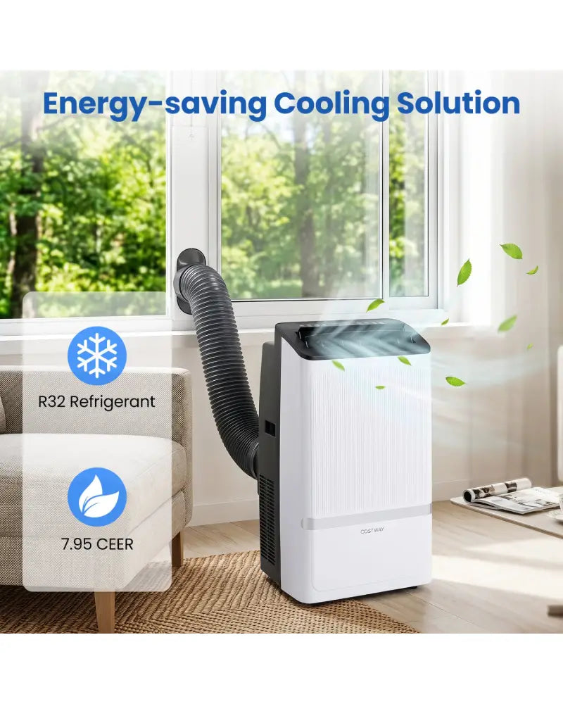 14000 BTU WiFi Enabled Portable Air Conditioner with Dehumidifier and 24H Timer-Black - Black - Portable Air