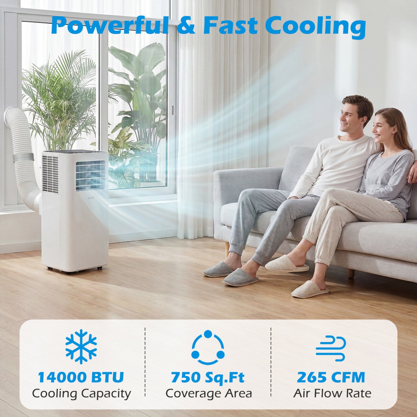 14000 BTU 3-in-1 Smart AC with Wi-Fi and Remote Control & Window Kit-White