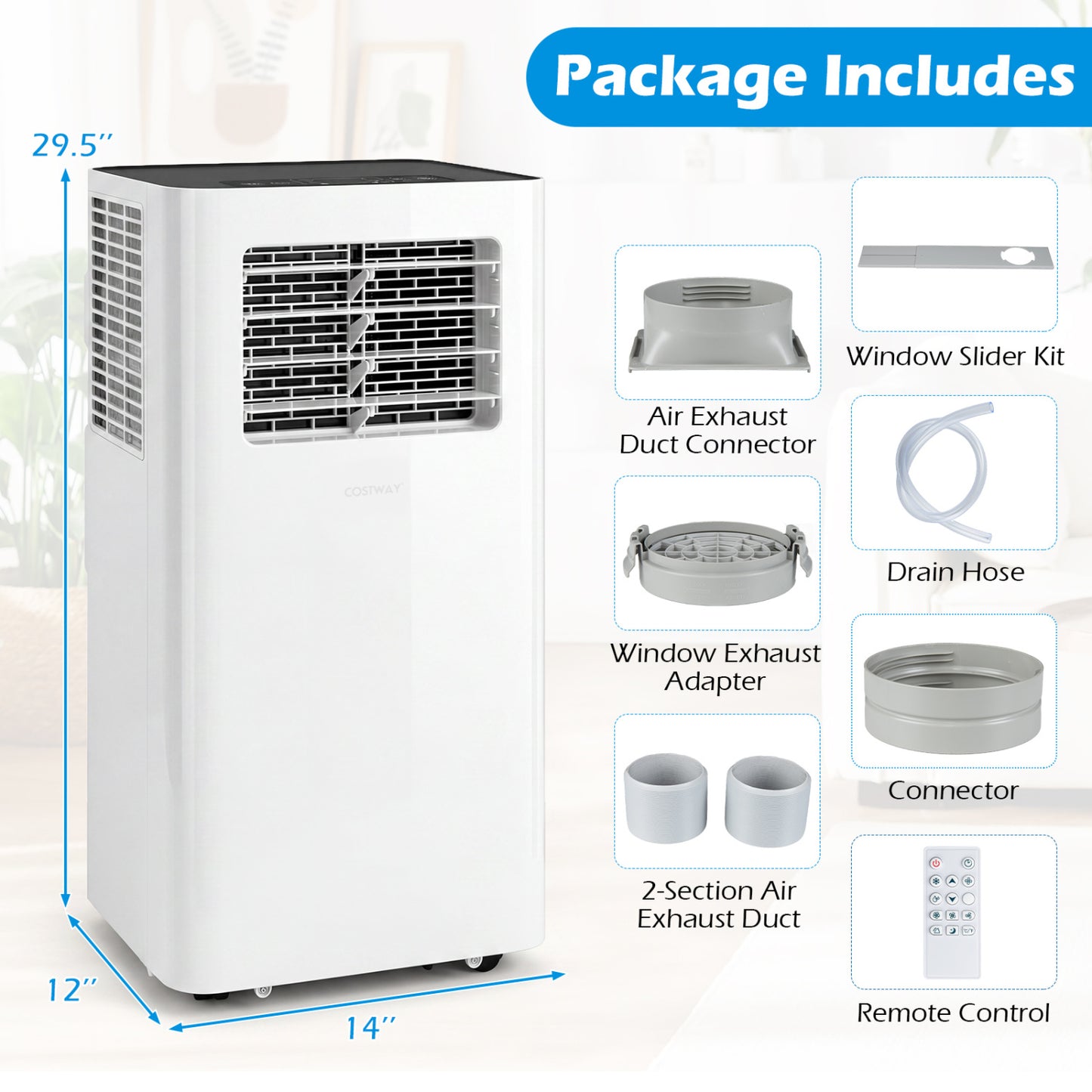 14000 BTU 3-in-1 Smart AC with Wi-Fi and Remote Control & Window Kit-White