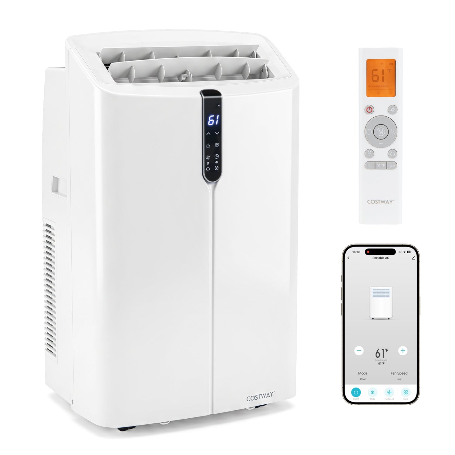 14000 BTU Smart Portable AC with APP Voice and Window Kit 47 dB-White