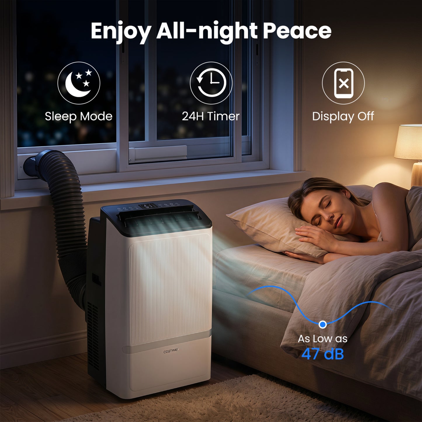 14000 BTU WiFi Enabled Portable Air Conditioner with Dehumidifier and 24H Timer-Black