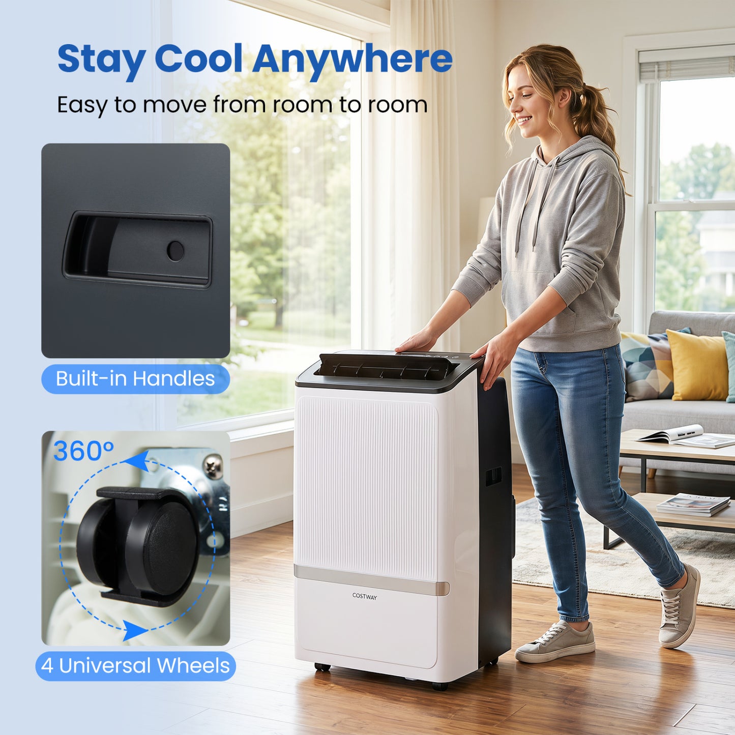 14000 BTU WiFi Enabled Portable Air Conditioner with Dehumidifier and 24H Timer-Black
