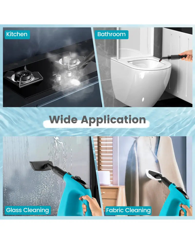 1400W Handheld Steam Cleaner with 14-Piece Accessory Kit and Child Lock-Blue - Blue - Vacuums & Cleaners