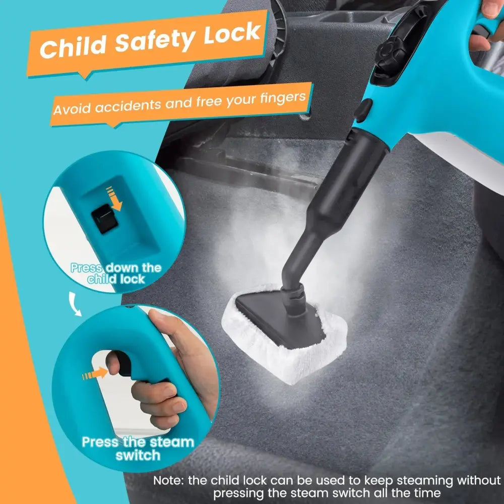 1400W Handheld Steam Cleaner with 14-Piece Accessory Kit and Child Lock-Blue Costway