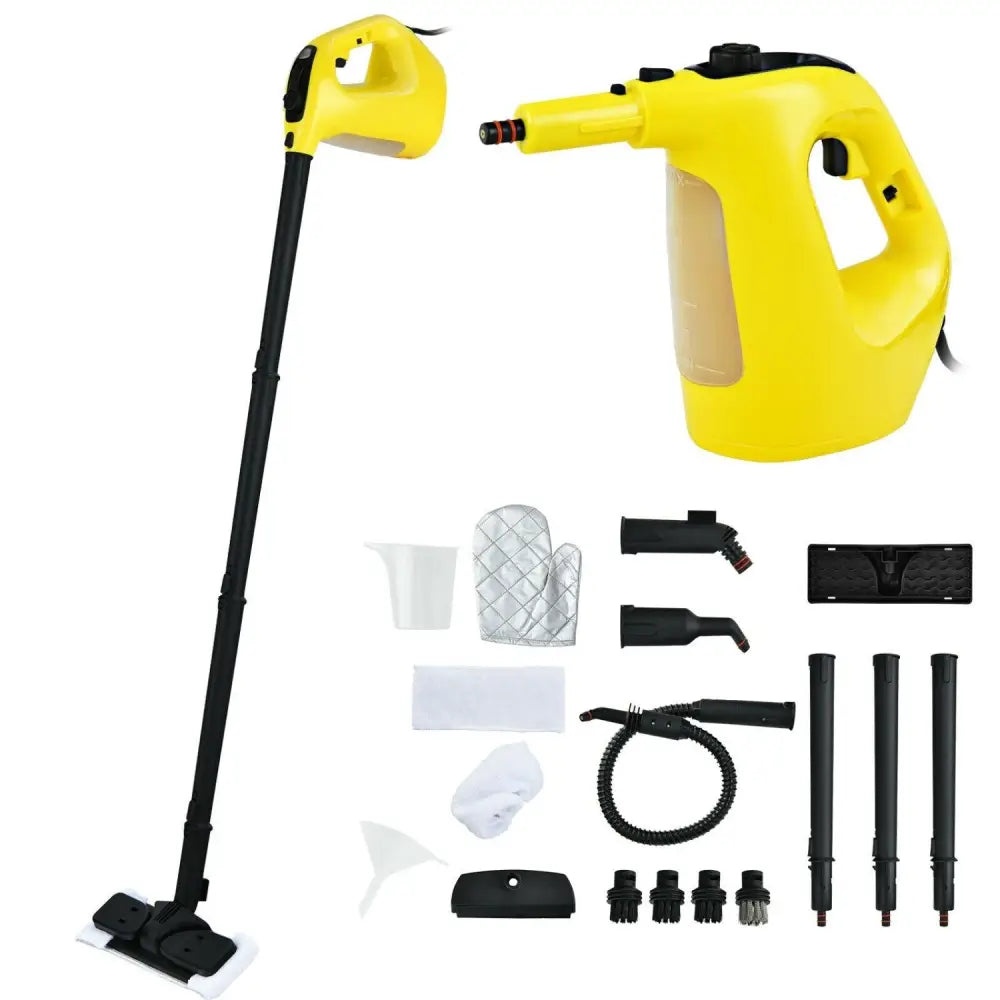 1400W Handheld Steam Cleaner with 14-Piece Accessory Kit and Child Lock-Yellow - Yellow - Vacuums & Cleaners