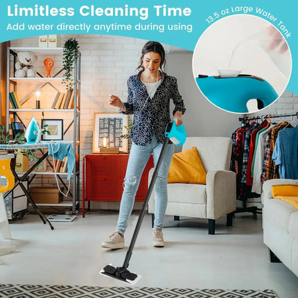 1400W Handheld Steam Cleaner with 14-Piece Accessory Kit and Child Lock-Blue Costway