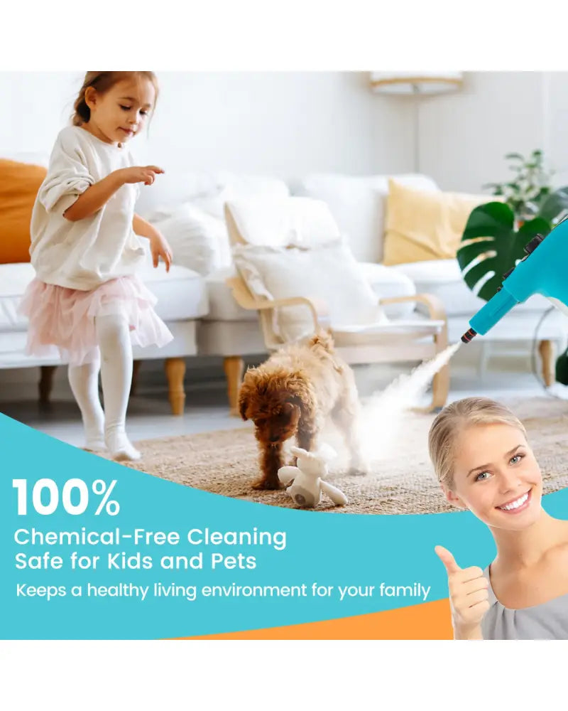 1400W Handheld Steam Cleaner with 14-Piece Accessory Kit and Child Lock-Blue - Blue - Vacuums & Cleaners