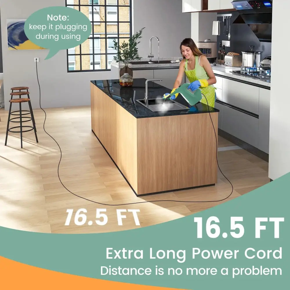 1400W Handheld Steam Cleaner with 14-Piece Accessory Kit and Child Lock-Green Costway