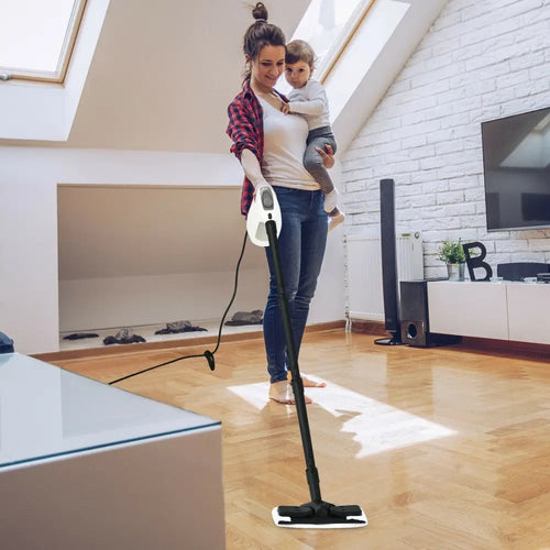 1400W Handheld Steam Cleaner with 14-Piece Accessory Kit and Child Lock-Gray - Gray - Vacuums & Cleaners