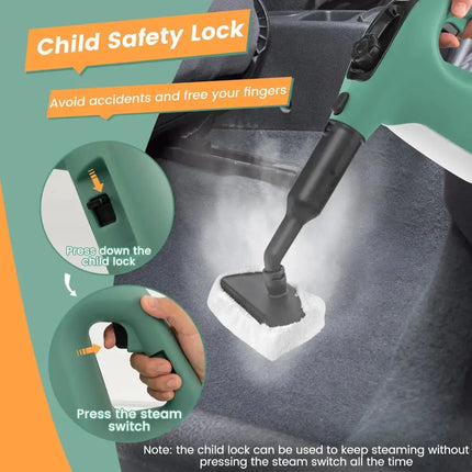 1400W Handheld Steam Cleaner with 14-Piece Accessory Kit and Child Lock-Green Costway