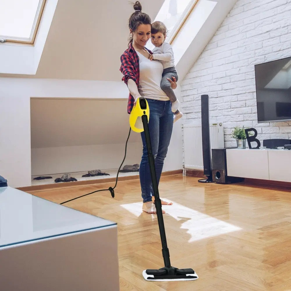 1400W Handheld Steam Cleaner with 14-Piece Accessory Kit and Child Lock-Yellow - Yellow - Vacuums & Cleaners