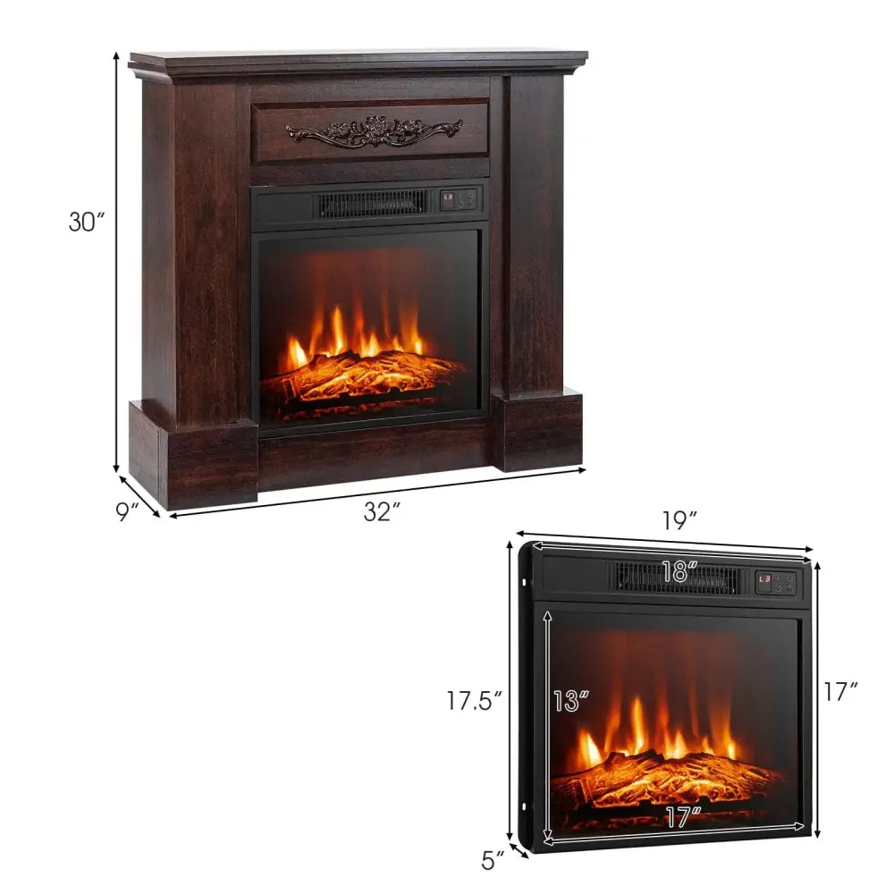 1400W TV Stand Electric Fireplace Mantel with Remote Control-Natural Costway
