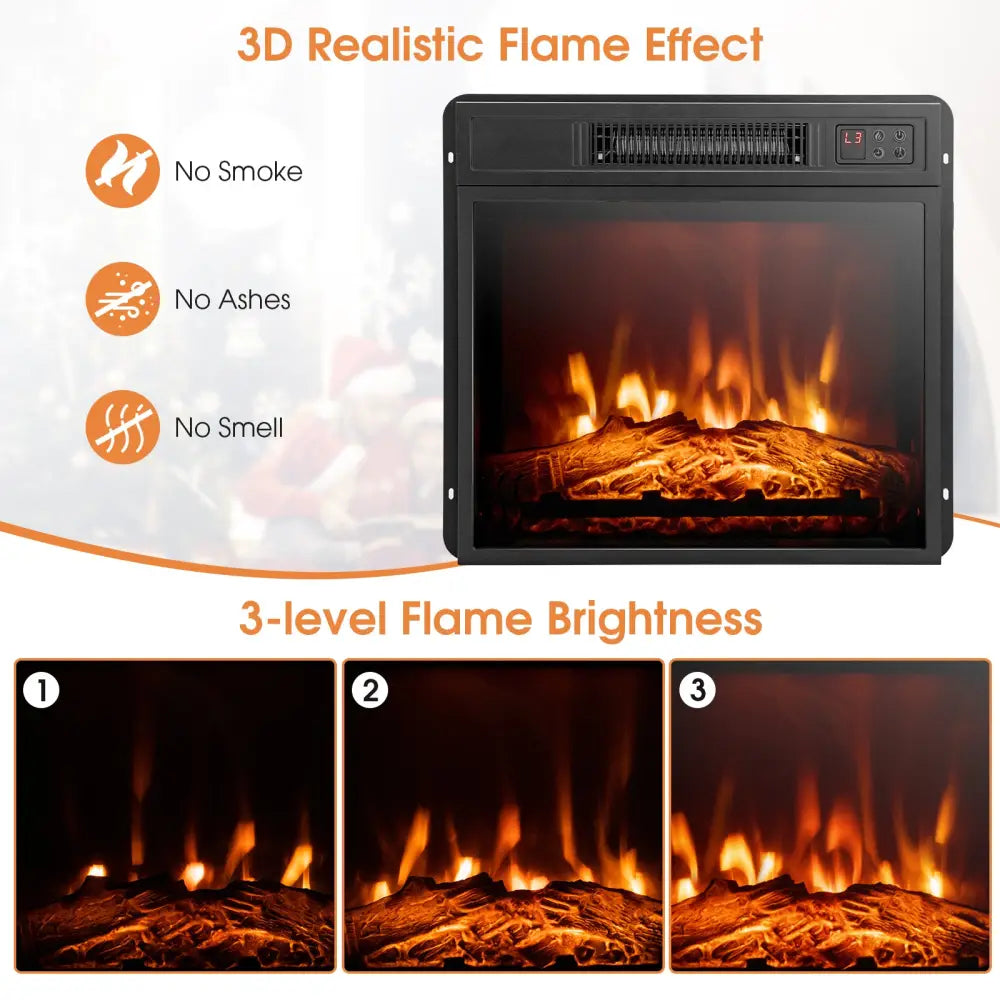 1400W TV Stand Electric Fireplace Mantel with Remote Control-Natural - Natural - Fireplaces