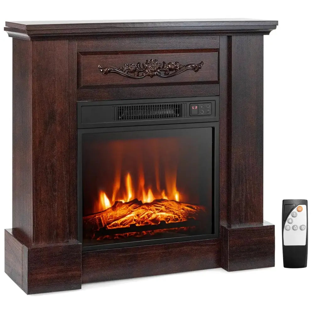 1400W TV Stand Electric Fireplace Mantel with Remote Control-Natural Costway