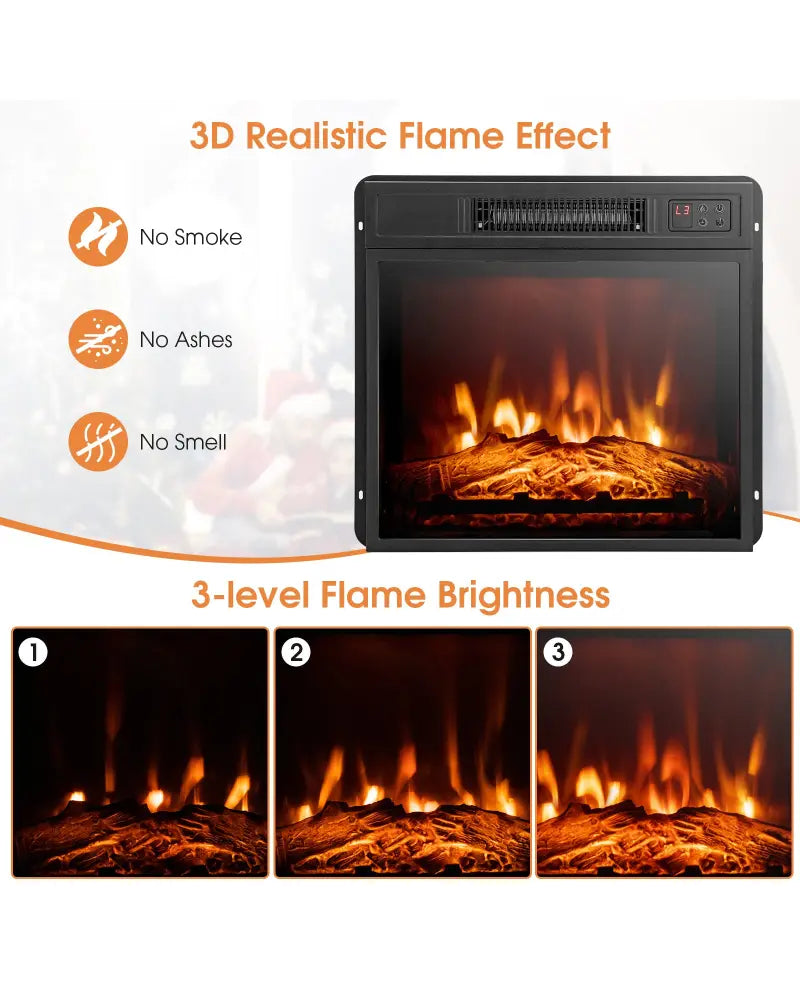 1400W TV Stand Electric Fireplace Mantel with Remote Control-White - White - Fireplaces