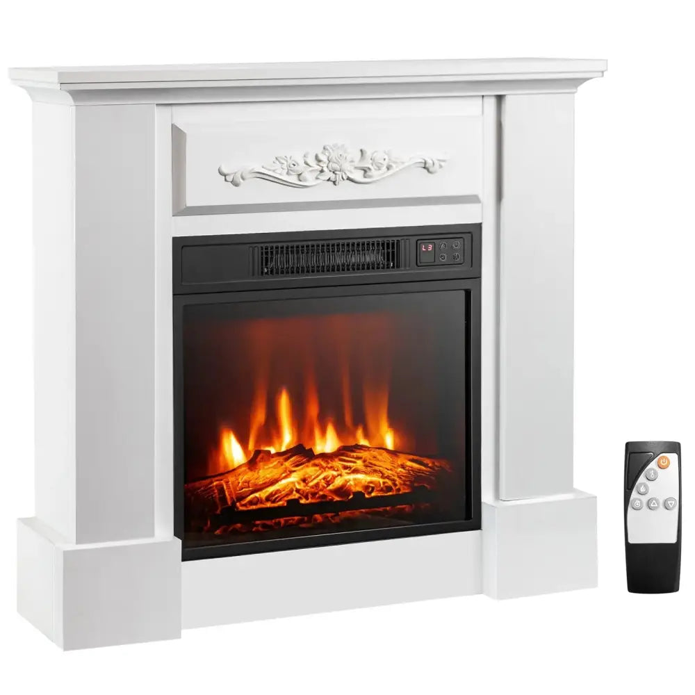 1400W TV Stand Electric Fireplace Mantel with Remote Control-White Costway