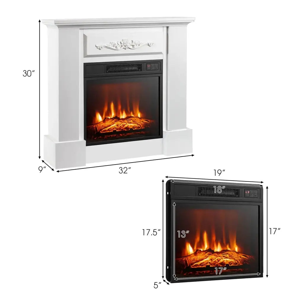 1400W TV Stand Electric Fireplace Mantel with Remote Control-White Costway