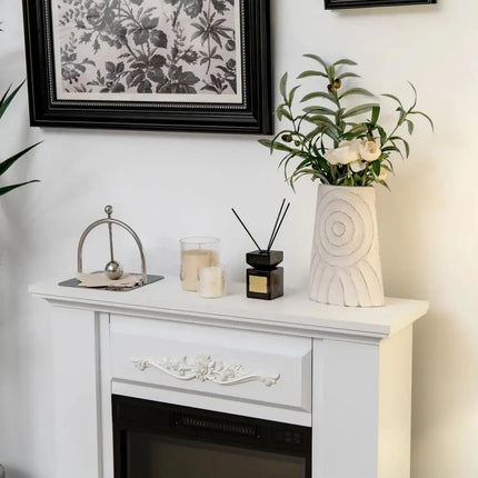 1400W TV Stand Electric Fireplace Mantel with Remote Control-White Costway