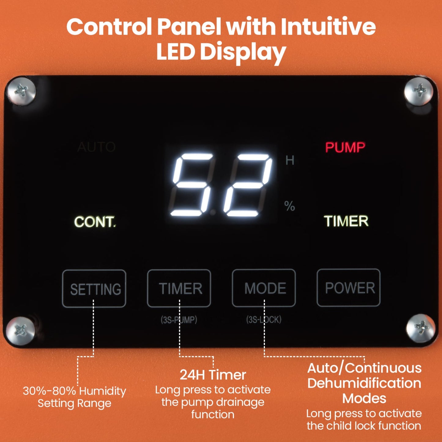 140 Pints Commercial Dehumidifier with Pump and Drain Hose-Orange