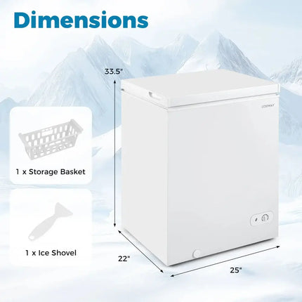 141 L/5 Cu.Ft Compact Chest Freezer with 7-Gear Adjustable Temperature-White Costway