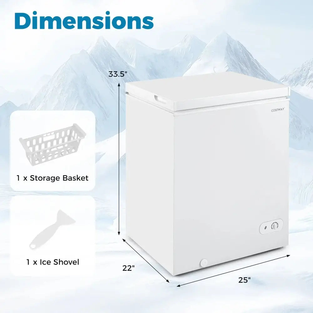 141 L/5 Cu.Ft Compact Chest Freezer with 7-Gear Adjustable Temperature-White Costway