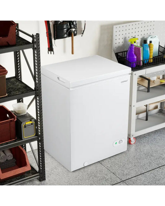 141 L/5 Cu.Ft Compact Chest Freezer with 7-Gear Adjustable Temperature-White - White - Freezers