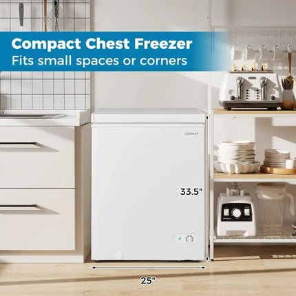141 L/5 Cu.Ft Compact Chest Freezer with 7-Gear Adjustable Temperature-White Costway