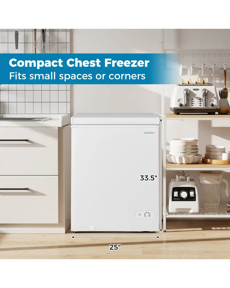 141 L/5 Cu.Ft Compact Chest Freezer with 7-Gear Adjustable Temperature-White - White - Freezers