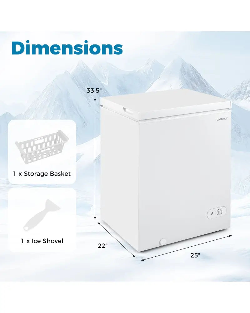 141 L/5 Cu.Ft Compact Chest Freezer with 7-Gear Adjustable Temperature-White - White - Freezers