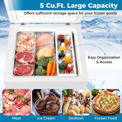 141 L/5 Cu.Ft Compact Chest Freezer with 7-Gear Adjustable Temperature-White Costway