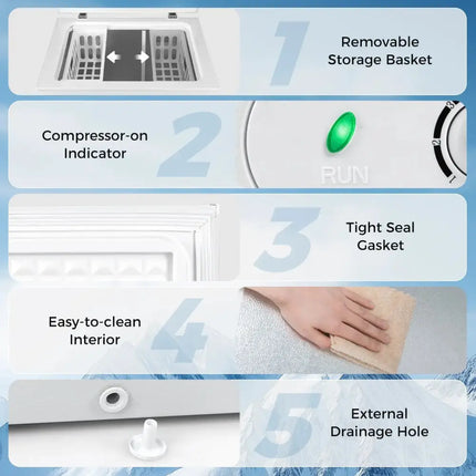 141 L/5 Cu.Ft Compact Chest Freezer with 7-Gear Adjustable Temperature-White Costway