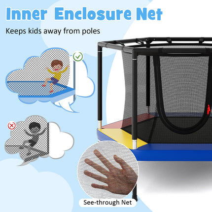 4 FT Small Toddler Recreational Trampoline with Safety Enclosure Net-Colorful
