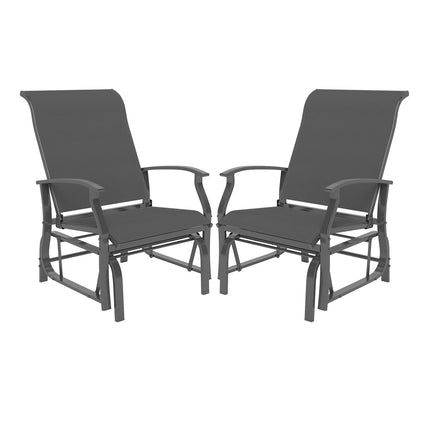 Outdoor Glider Chairs Set of 2 with Ergonomic Backrest and Seat-Gray
