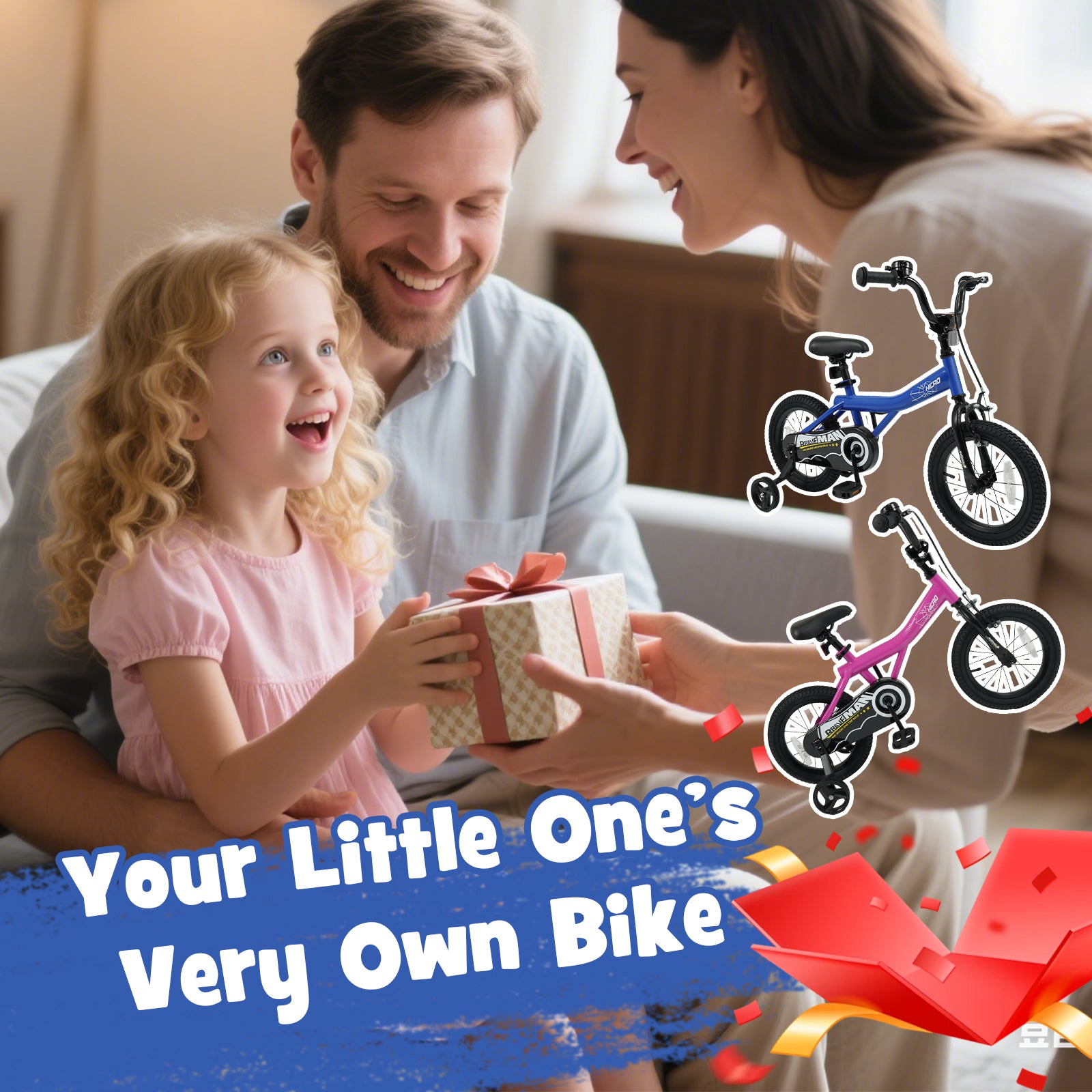 14-Inch Kids Bike with Removable Training Wheels Navy - Brave Hero