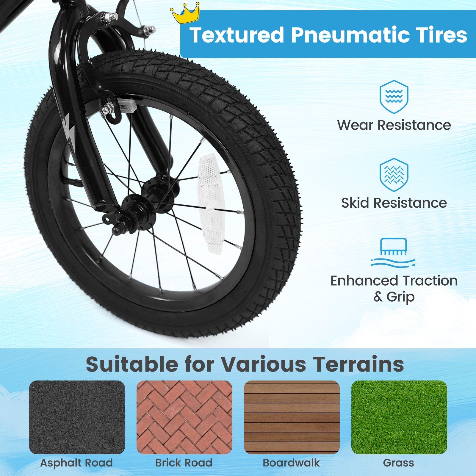 14 Inch Kids Bike with Training Wheels for Ages 3-5 Years Old Black- Street Art Time