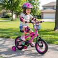 14 Inch Kids Bike with Training Wheels for Ages 3-5 Years Old Pink- Street Art Time