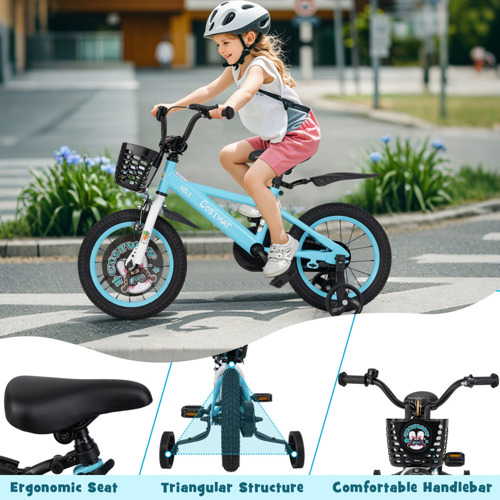 14 Inch Kids Bike with Adjustable Handlebar and Saddle for 3-5 Years Old-14 inches