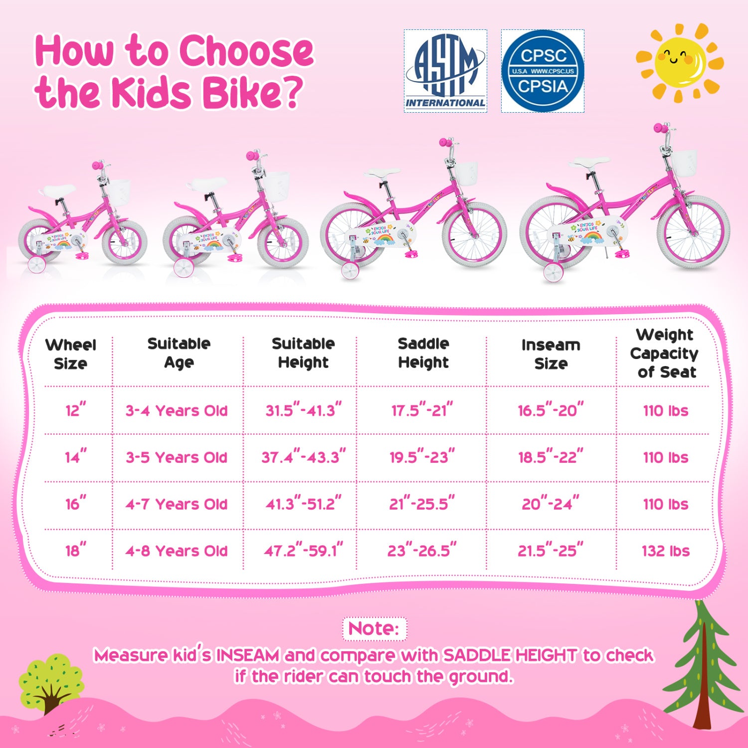 14 Inches Girls Bike for 3-5 Years Old with Basket - Spring Party  Pink