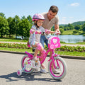 14 Inches Girls Bike with Front Bag and Streamers for 3-5 Years Pink