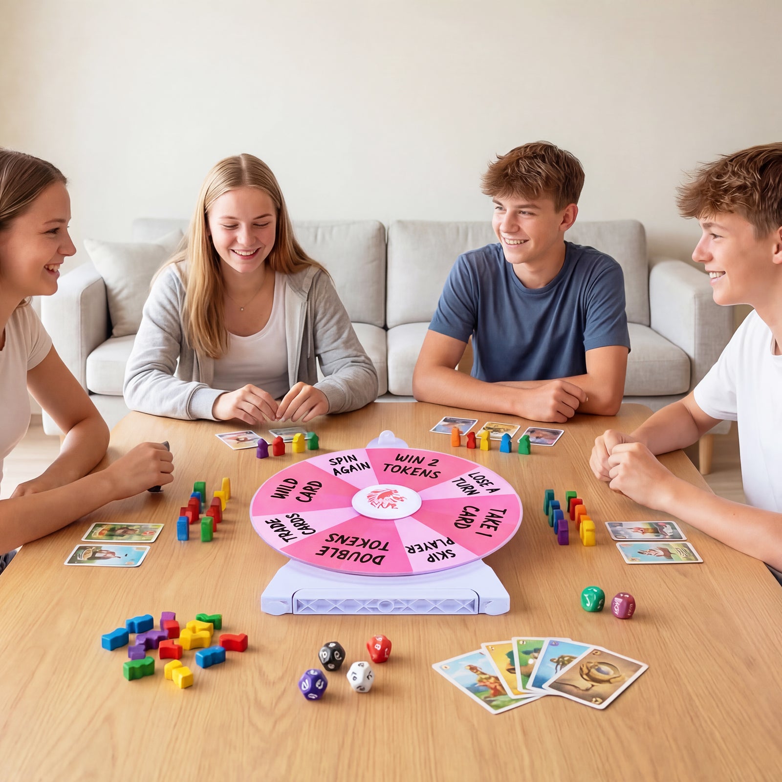 14 Slots Spin Wheel with Blackboard Marker-Pink