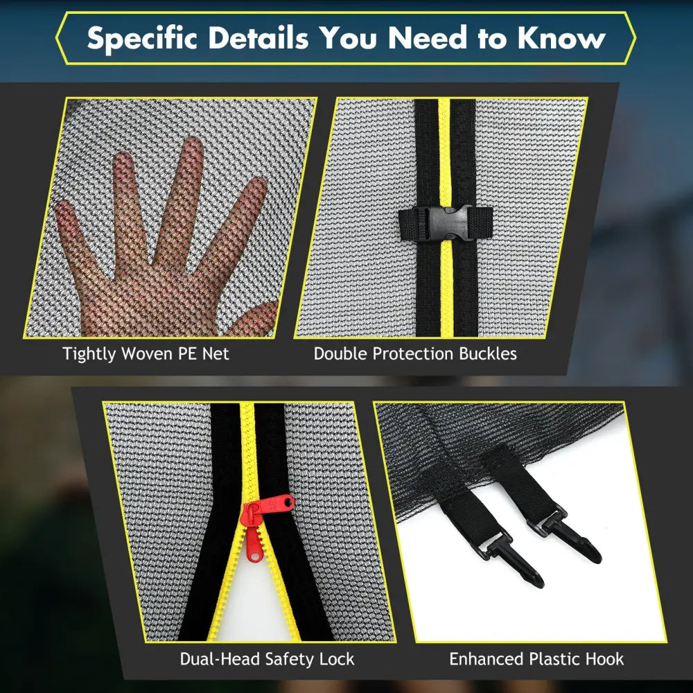 15/16 Feet Trampoline Replacement Safety Net-15 ft - Black - Trampoline Accessories