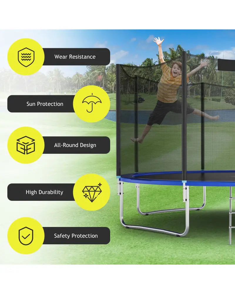 15/16 Feet Trampoline Replacement Safety Net-15 ft - Black - Trampoline Accessories