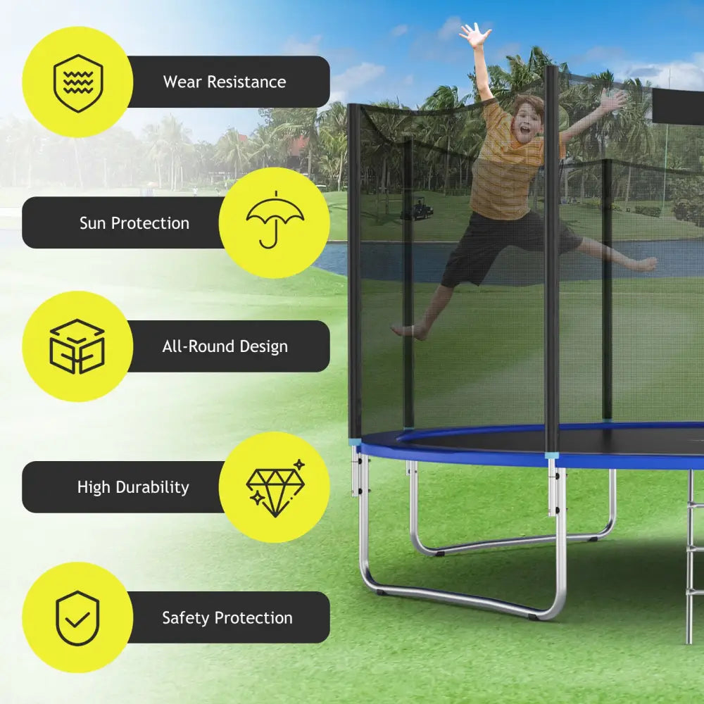 15/16 Feet Trampoline Replacement Safety Net-15 ft - Black - Trampoline Accessories