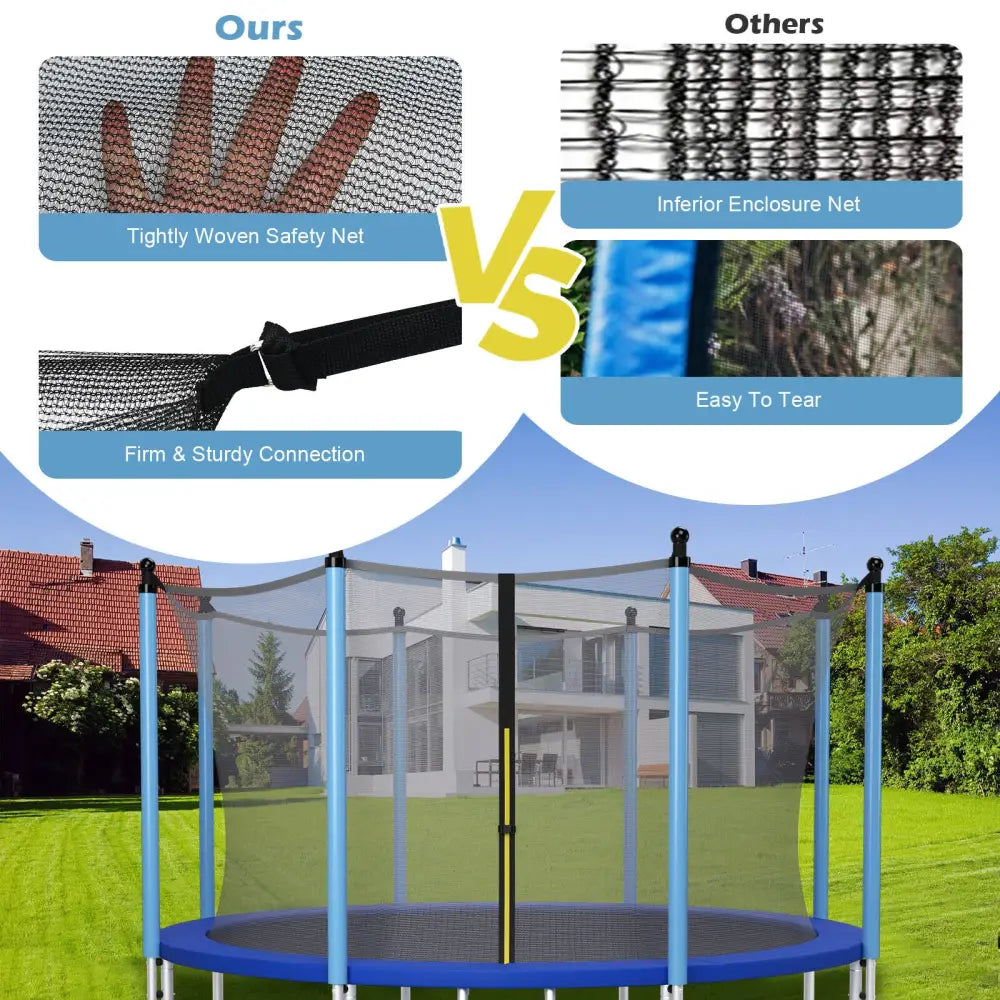 15/16 Feet Trampoline Replacement Safety Net with Adjustable Straps-16 ft - Black - Trampoline Accessories